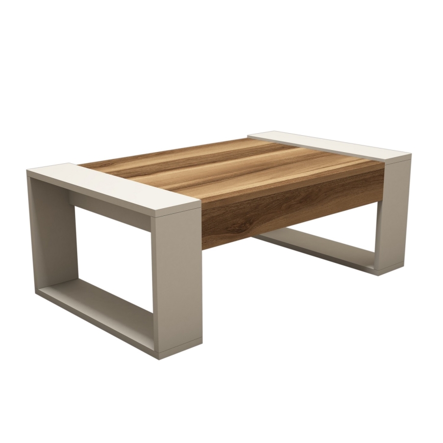Mesa de centro VENUS 38x102 cm cremoso/castanho