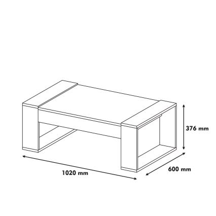 Mesa de centro VENUS 38x102 cm cremoso/castanho