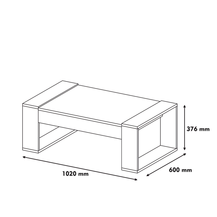 Mesa de centro VENUS 38x102 cm cremoso/castanho