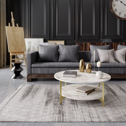 Mesa de centro VERSY 37x90 cm branco/dourado