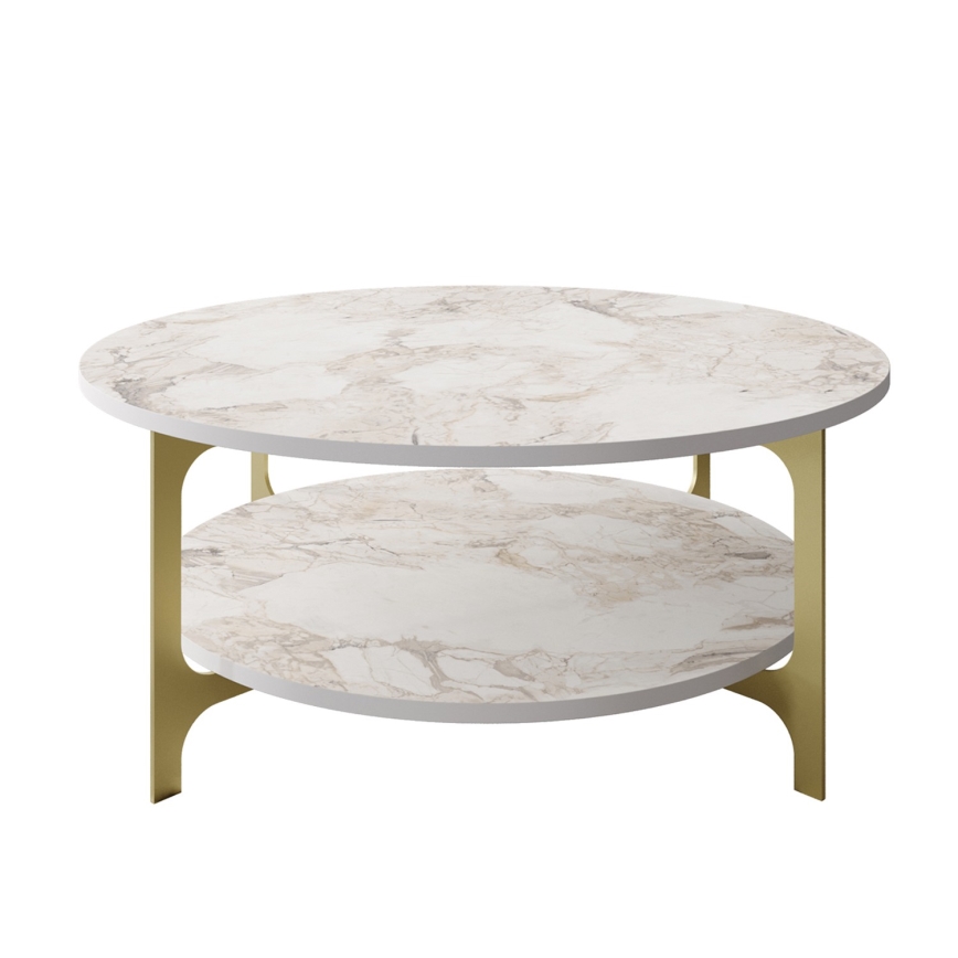 Mesa de centro VERSY 37x90 cm branco/dourado