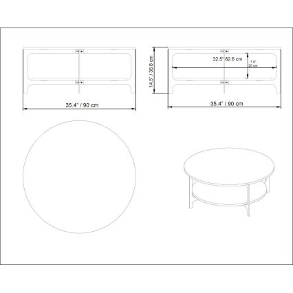Mesa de centro VERSY 37x90 cm preto