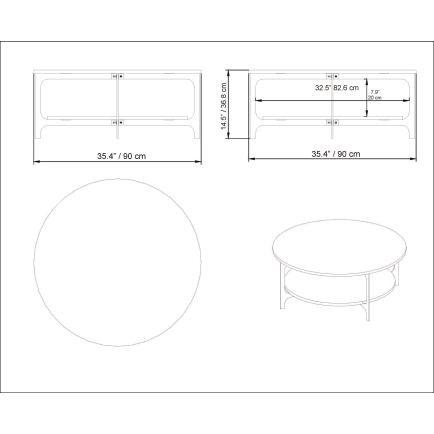 Mesa de centro VERSY 37x90 cm preto