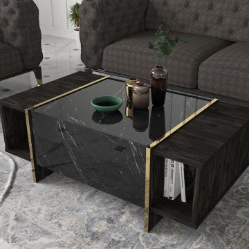 Mesa de centro VEYRON 37,3x103,8 cm preto/ouro