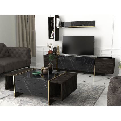 Mesa de centro VEYRON 37,3x103,8 cm preto/ouro