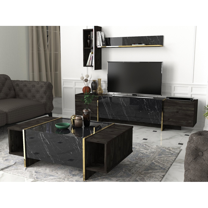 Mesa de centro VEYRON 37,3x103,8 cm preto/ouro