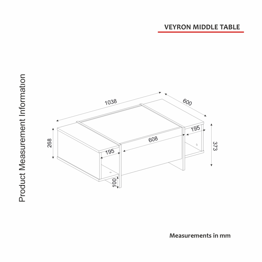 Mesa de centro VEYRON 37,3x103,8 cm preto/ouro