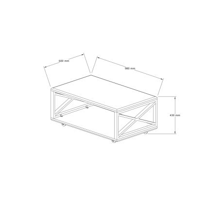 Mesa de centro YUSO 42,5x98 cm pinho