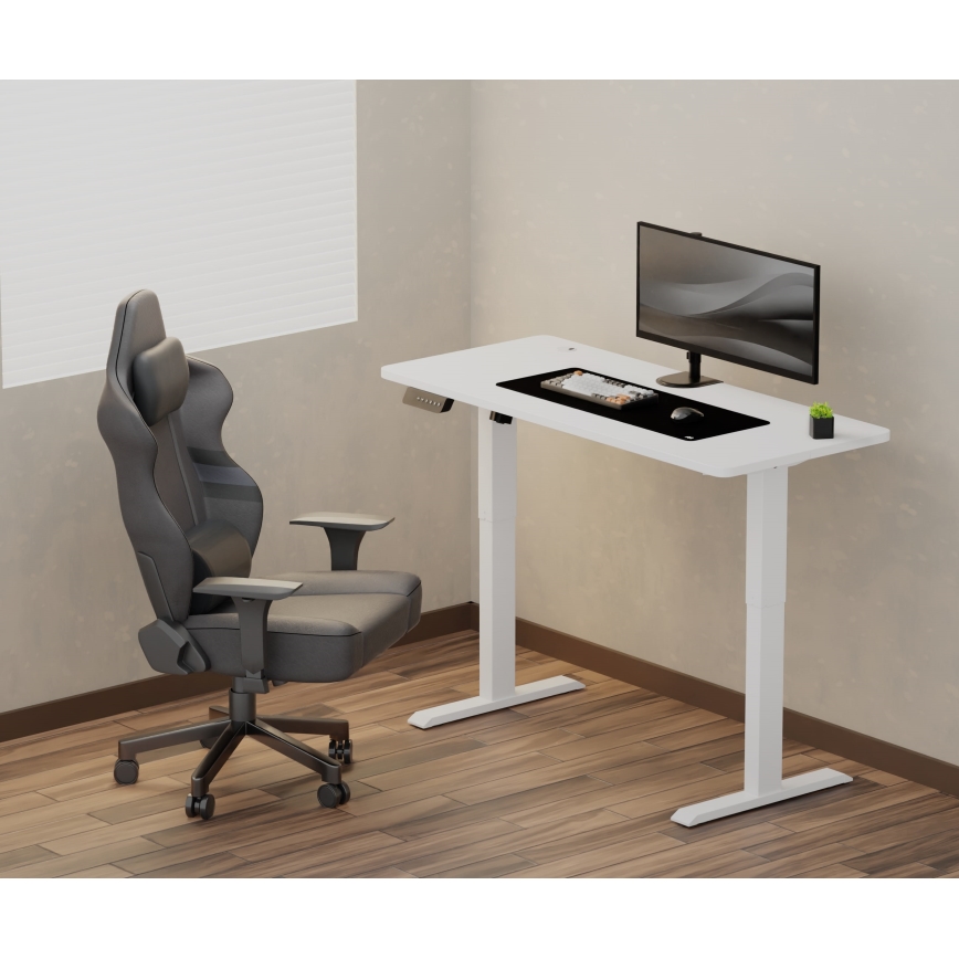Mesa de escritório ajustável em altura LEVANO 140x60 cm branco