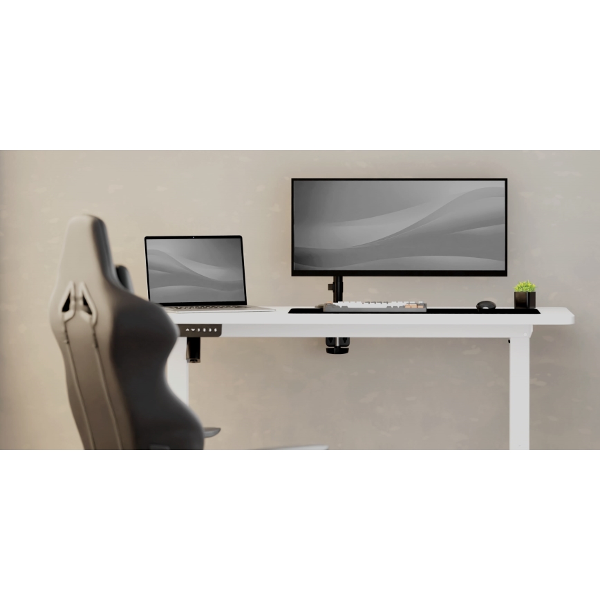 Mesa de escritório ajustável em altura LEVANO 140x60 cm branco