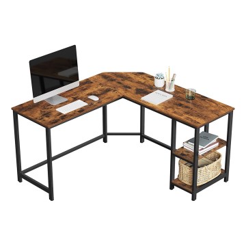 Mesa de escritório de canto SOLEA castanho/preto