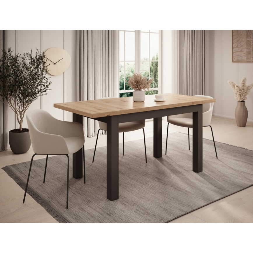 Mesa de jantar extensível DOO carvalho artisan/preto