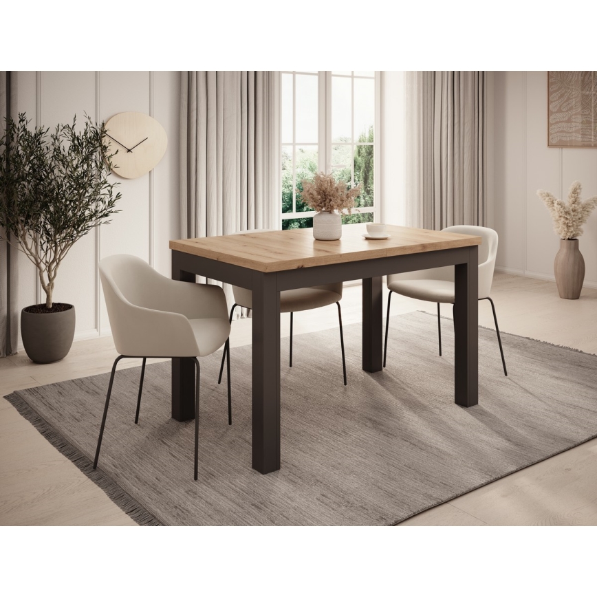 Mesa de jantar extensível DOO carvalho artisan/preto