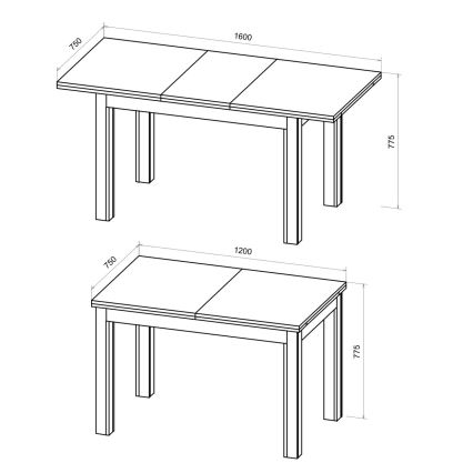 Mesa de jantar extensível DOO carvalho artisan/preto