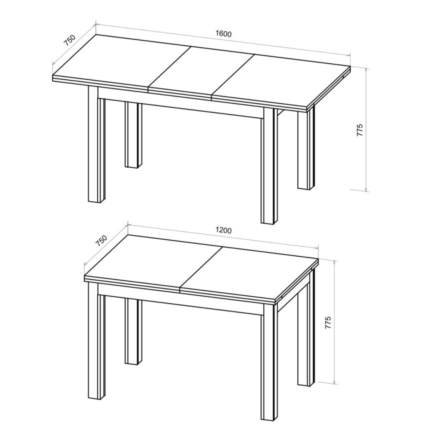Mesa de jantar extensível DOO carvalho artisan/preto