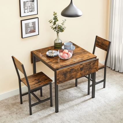 Mesa de jantar extensível ELDUR castanha/preta
