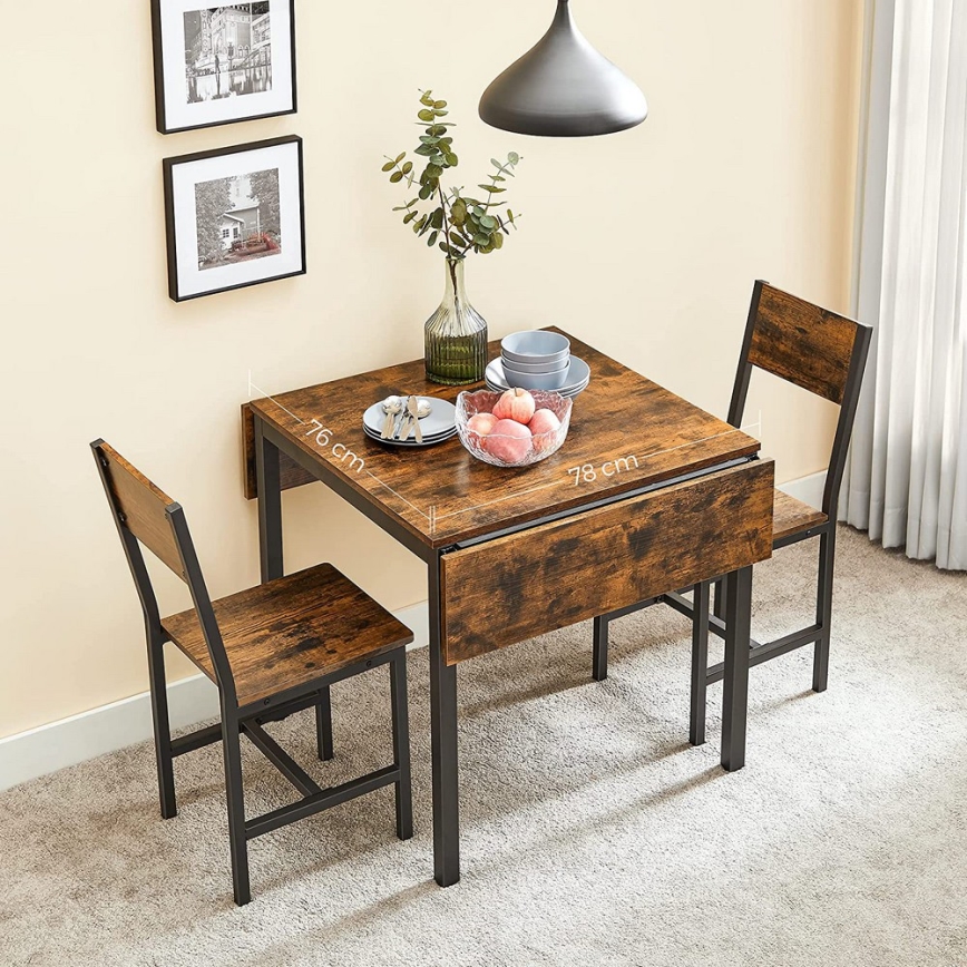 Mesa de jantar extensível ELDUR castanha/preta