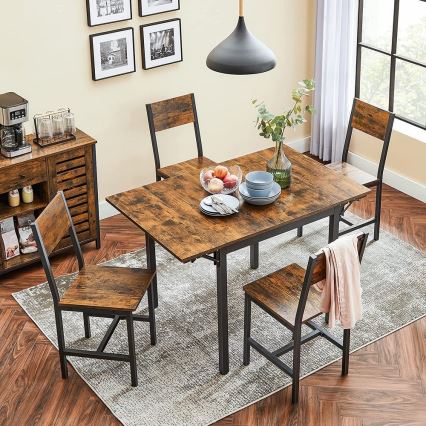 Mesa de jantar extensível ELDUR castanha/preta