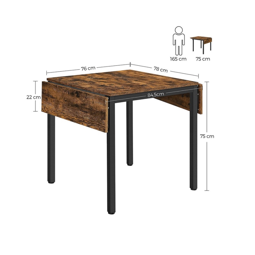 Mesa de jantar extensível ELDUR castanha/preta