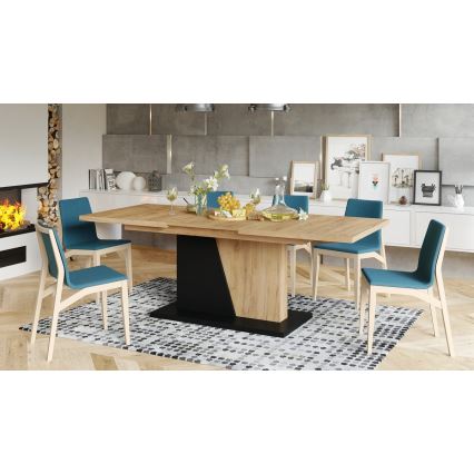 Mesa de jantar extensível NINO carvalho craft/preto