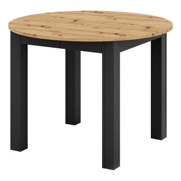 Mesa de jantar extensível WILY carvalho artisan/preta