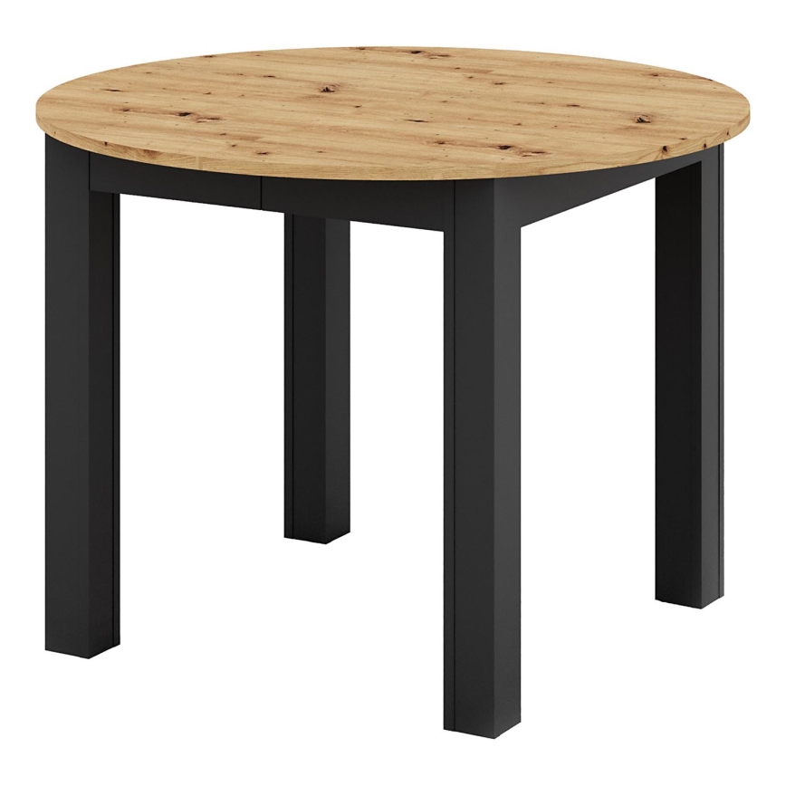 Mesa de jantar extensível WILY carvalho artisan/preta