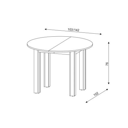 Mesa de jantar extensível WILY carvalho artisan/preta