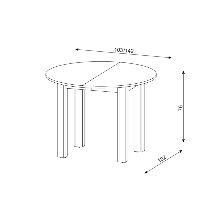 Mesa de jantar extensível WILY carvalho artisan/preta