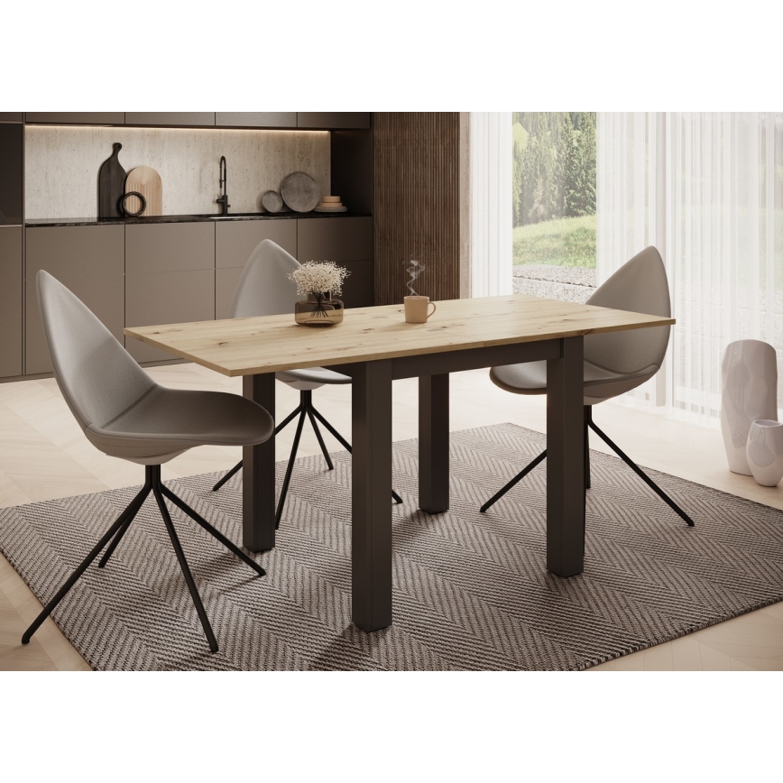 Mesa de jantar extensível ZARO carvalho artisan/preto