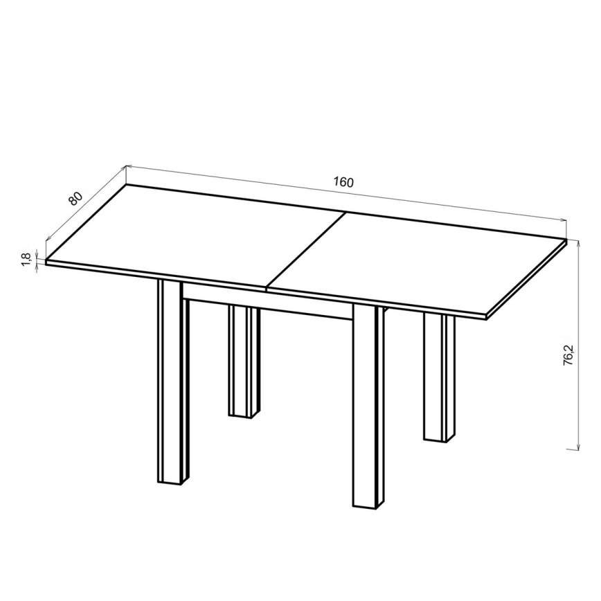 Mesa de jantar extensível ZARO carvalho artisan/preto