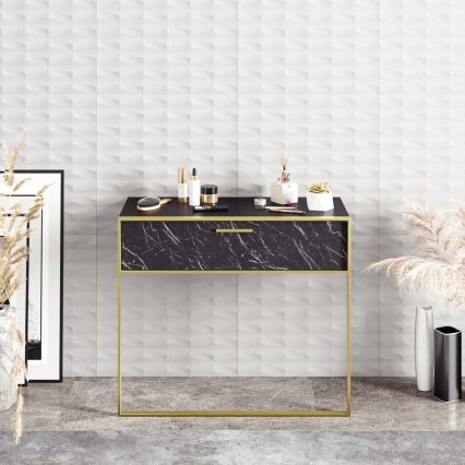 Mesa de parede POLKA 76,8x90 cm dourado/preto