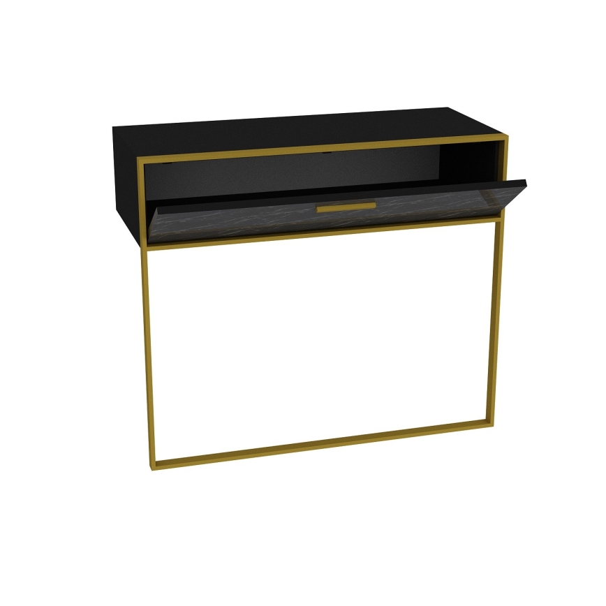 Mesa de parede POLKA 76,8x90 cm dourado/preto