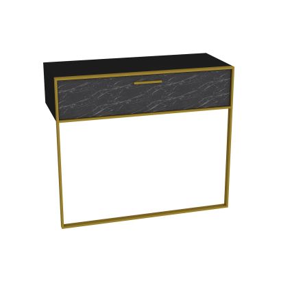 Mesa de parede POLKA 76,8x90 cm dourado/preto