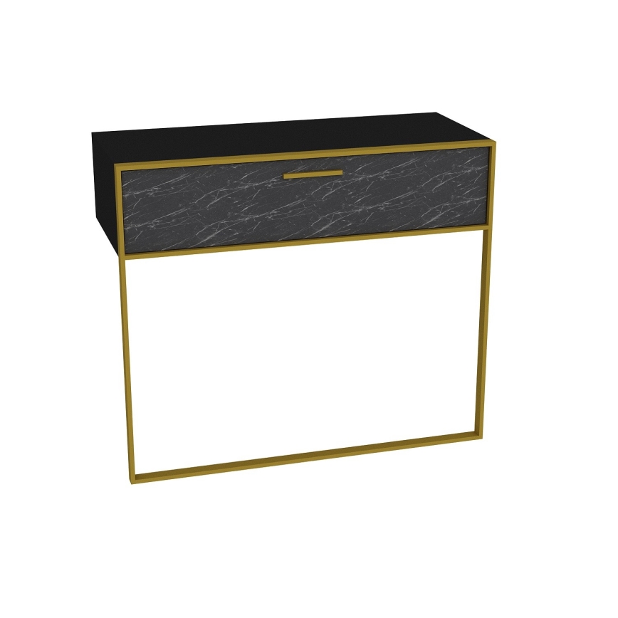 Mesa de parede POLKA 76,8x90 cm dourado/preto