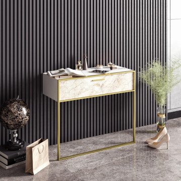 Mesa de parede POLKA 76,8x90 cm ouro/branco