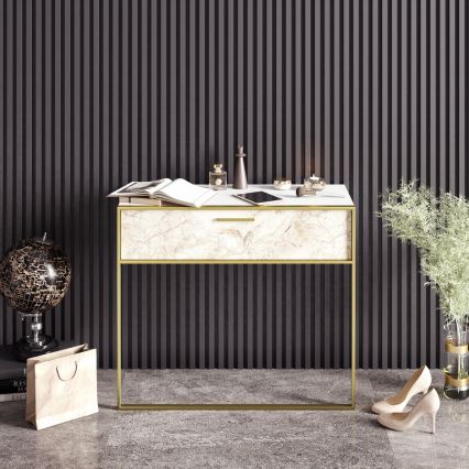 Mesa de parede POLKA 76,8x90 cm ouro/branco