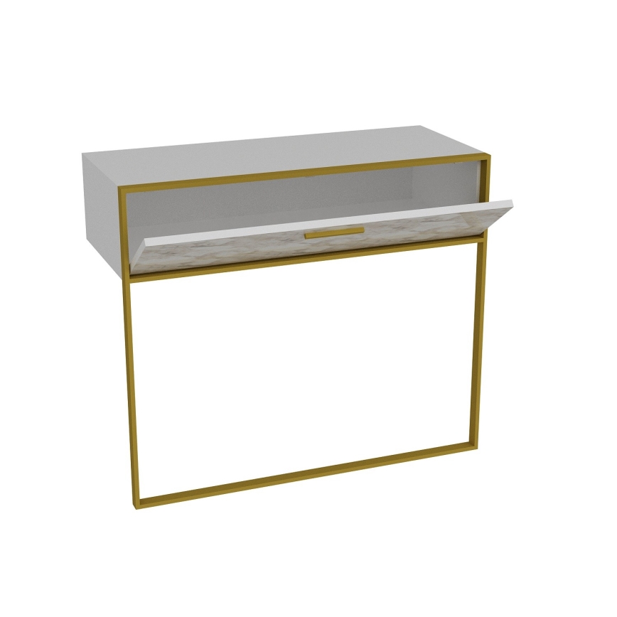 Mesa de parede POLKA 76,8x90 cm ouro/branco
