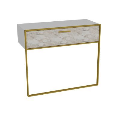 Mesa de parede POLKA 76,8x90 cm ouro/branco