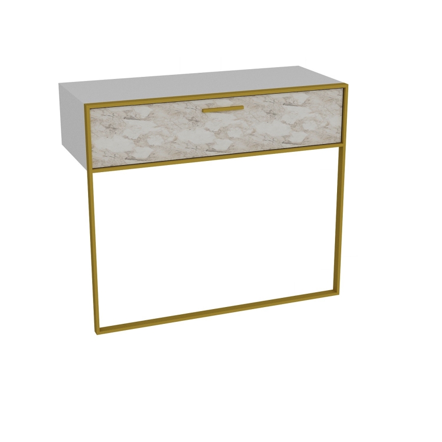 Mesa de parede POLKA 76,8x90 cm ouro/branco