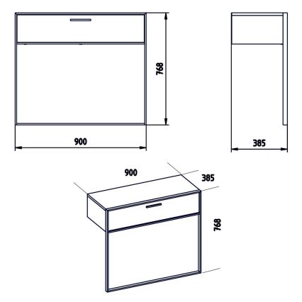 Mesa de parede POLKA 76,8x90 cm ouro/branco