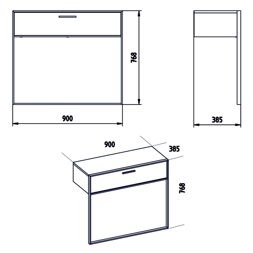 Mesa de parede POLKA 76,8x90 cm ouro/branco