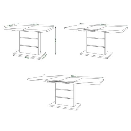 Mesa de refeição dobrável PAOLO branco/preto