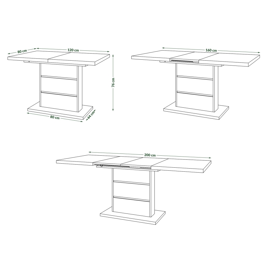 Mesa de refeição dobrável PAOLO branco/preto