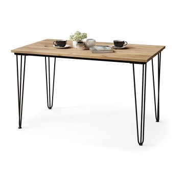 Mesa de refeições HALIJA com decoração em carvalho