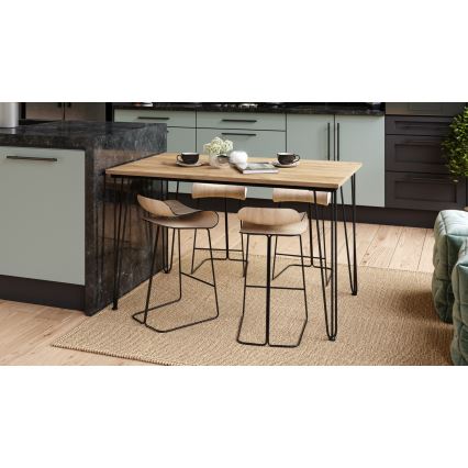 Mesa de refeições HALIJA com decoração em carvalho