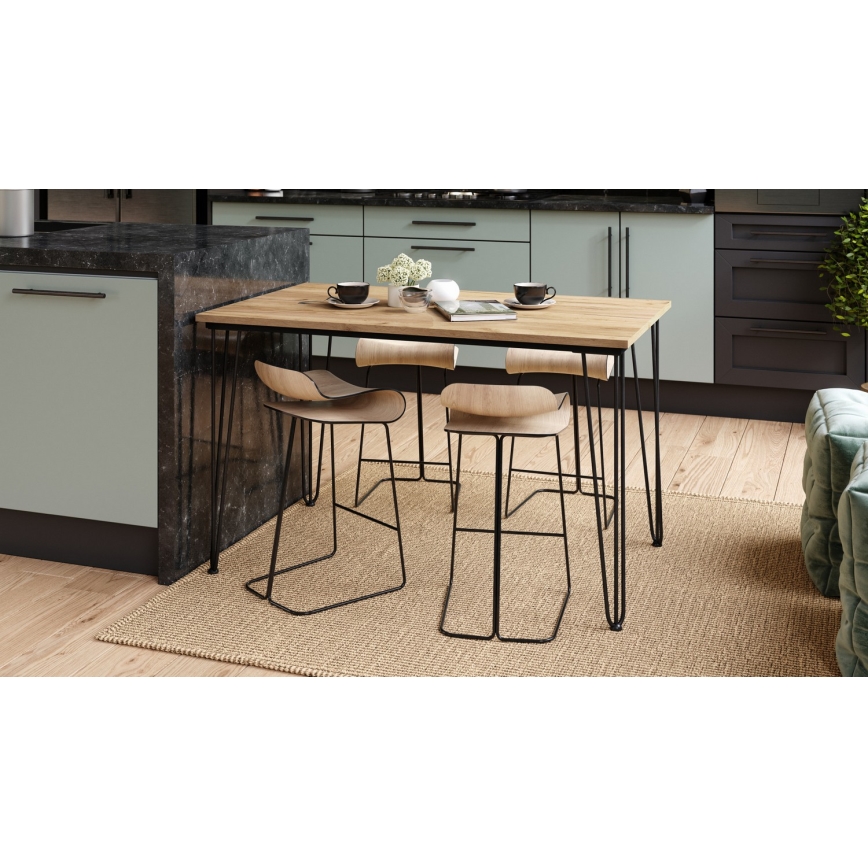 Mesa de refeições HALIJA com decoração em carvalho