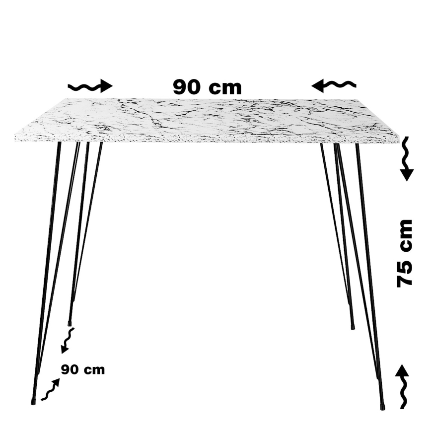 Mesa de refeições SANDALF 75x90 cm branco/preto