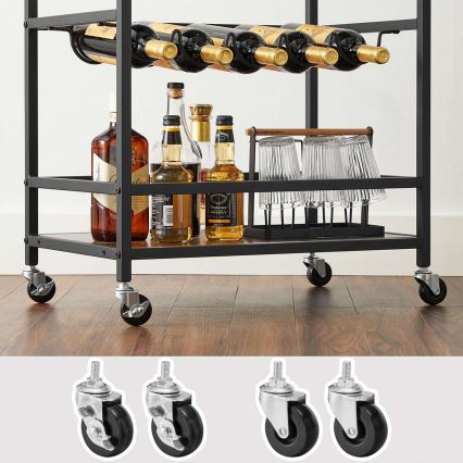 Mesa de servir para garrafas e copos MARGE, castanho/preto