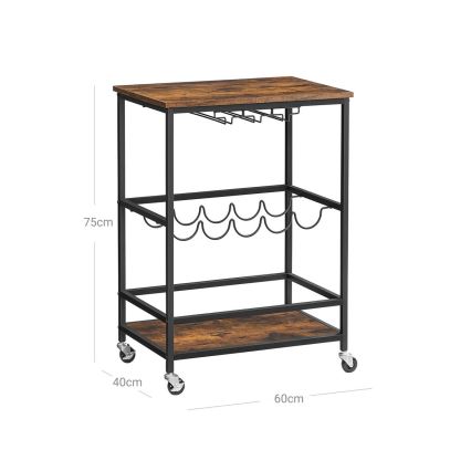Mesa de servir para garrafas e copos MARGE, castanho/preto