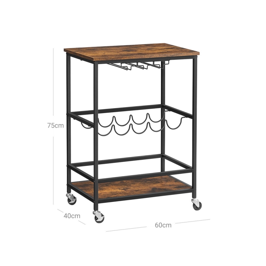 Mesa de servir para garrafas e copos MARGE, castanho/preto
